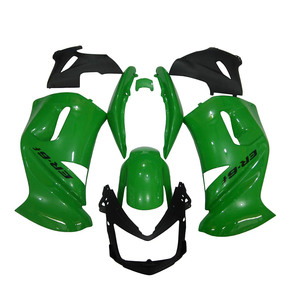 Kawasaki Ninja 650R / ER-6F 2006-2008 Green and Black full fairing kit set view