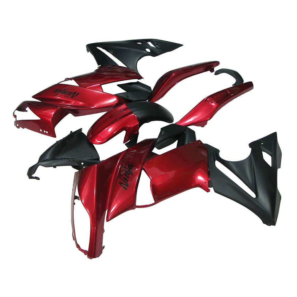 Kawasaki Ninja 650R / ER-6F 2009-2011 Pearl Red and Black fairing kit left side view