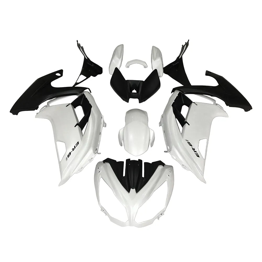Kawasaki Ninja 650R / ER-6F 2012-2016 Plain White, Black, and White fairing kit detail detail view 3