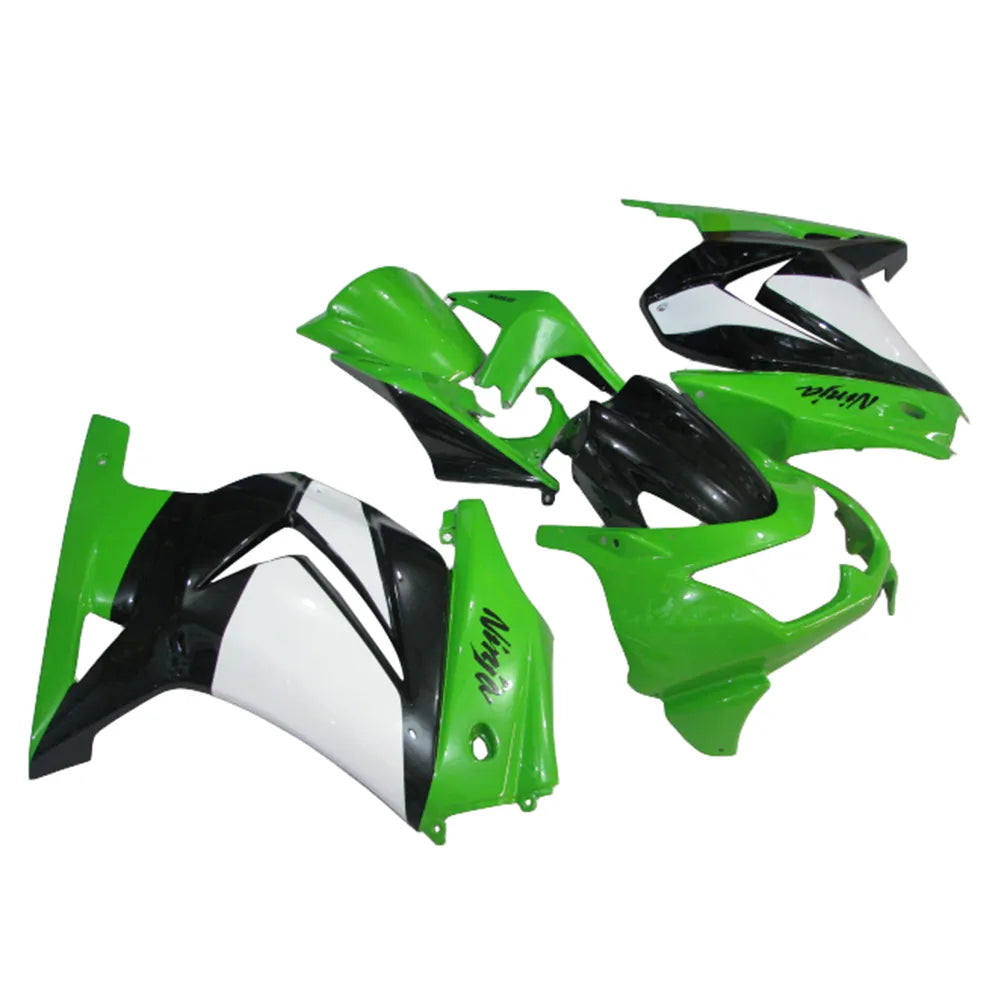 Kawasaki EX250 / Ninja 250 2008-2012 Green, Black, and White fairing kit left side view