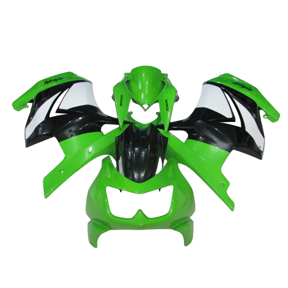 Kawasaki EX250 / Ninja 250 2008-2012 Green, Black, and White tail section fairing rear view