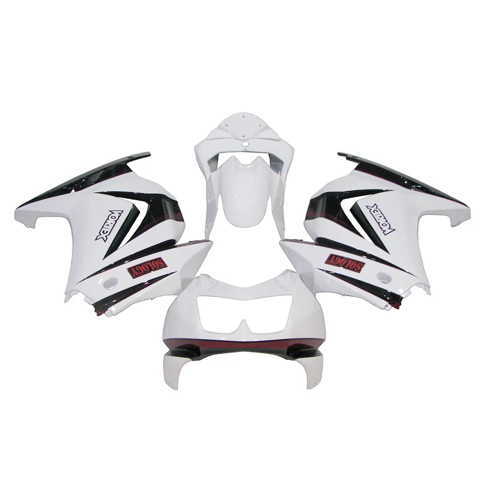 Kawasaki EX250 / Ninja 250 2008-2012 White, Black, and Red full fairing kit set view