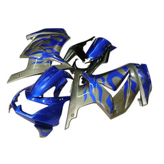 Kawasaki EX250 / Ninja 250 2008-2012 Blue, Silver, and Flame fairing kit left side view