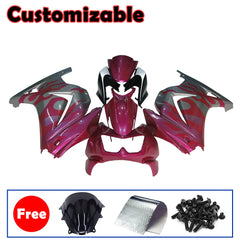 Kawasaki EX250 / Ninja 250 2008-2012 Pink, Silver, and Flame Fairing Kit