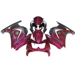 Kawasaki EX250 / Ninja 250 2008-2012 Pink, Silver, and Flame full fairing kit set view