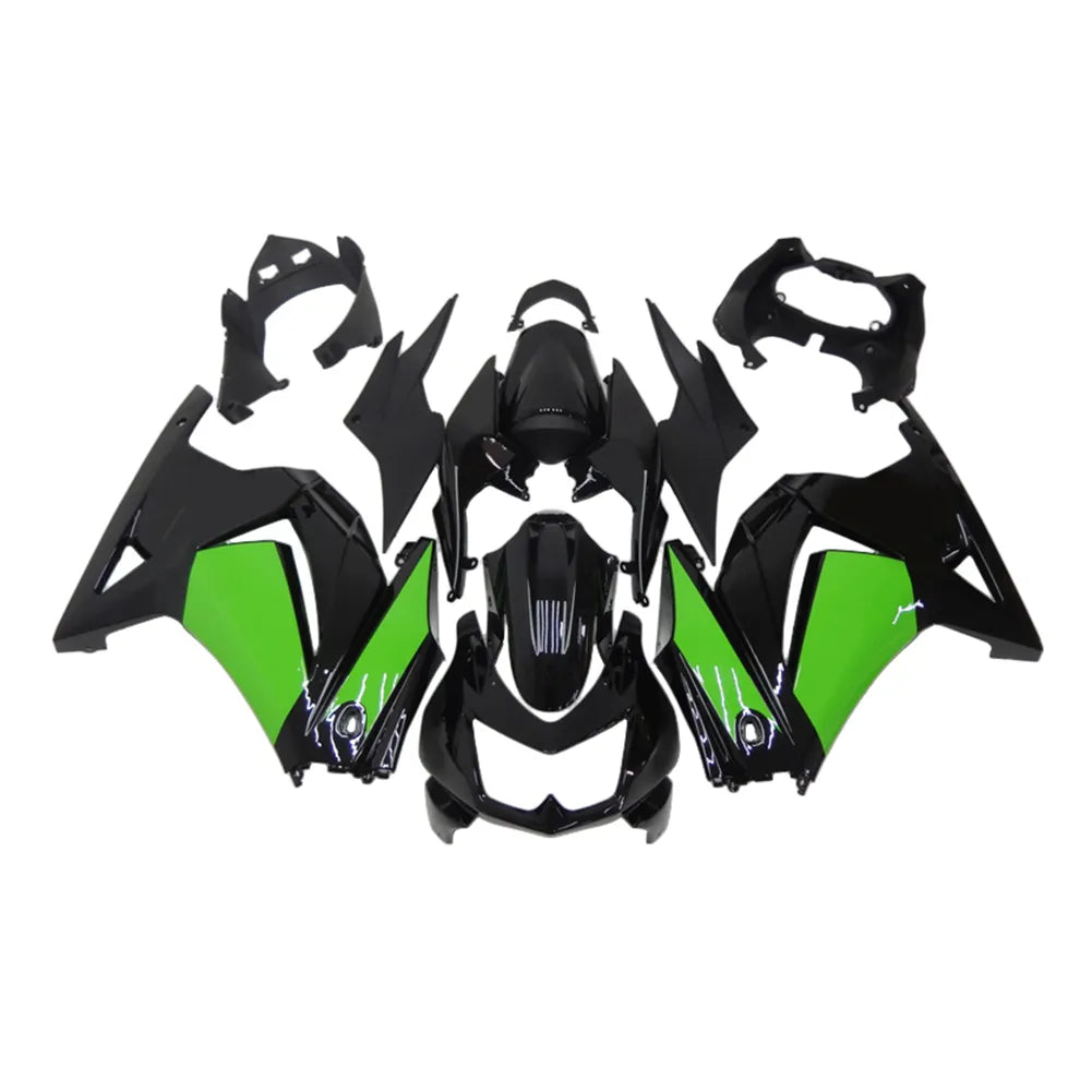 Kawasaki EX250 / Ninja 250 2008-2012 Green and Black without Logos full fairing kit set view