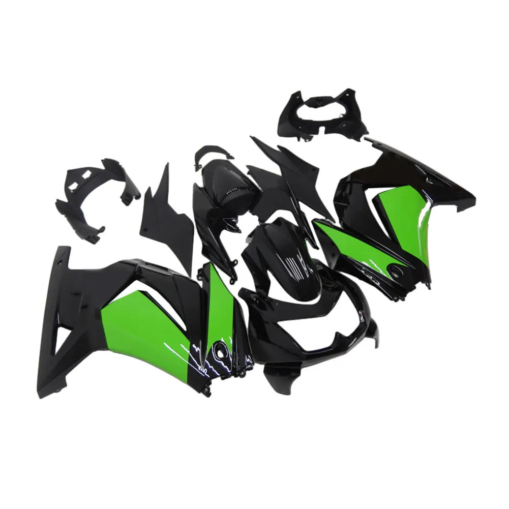 Kawasaki EX250 / Ninja 250 2008-2012 Green and Black without Logos fairing kit left side view