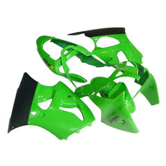 Kawasaki ZX-6R / 636 2000-2002 Matte Black and Green fairing kit left side view