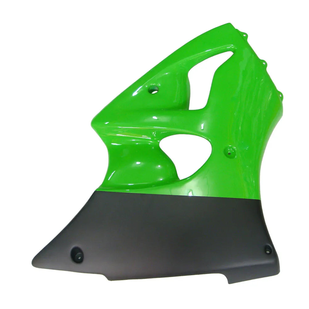Kawasaki ZX-6R / 636 2000-2002 Matte Black and Green tail section fairing side view