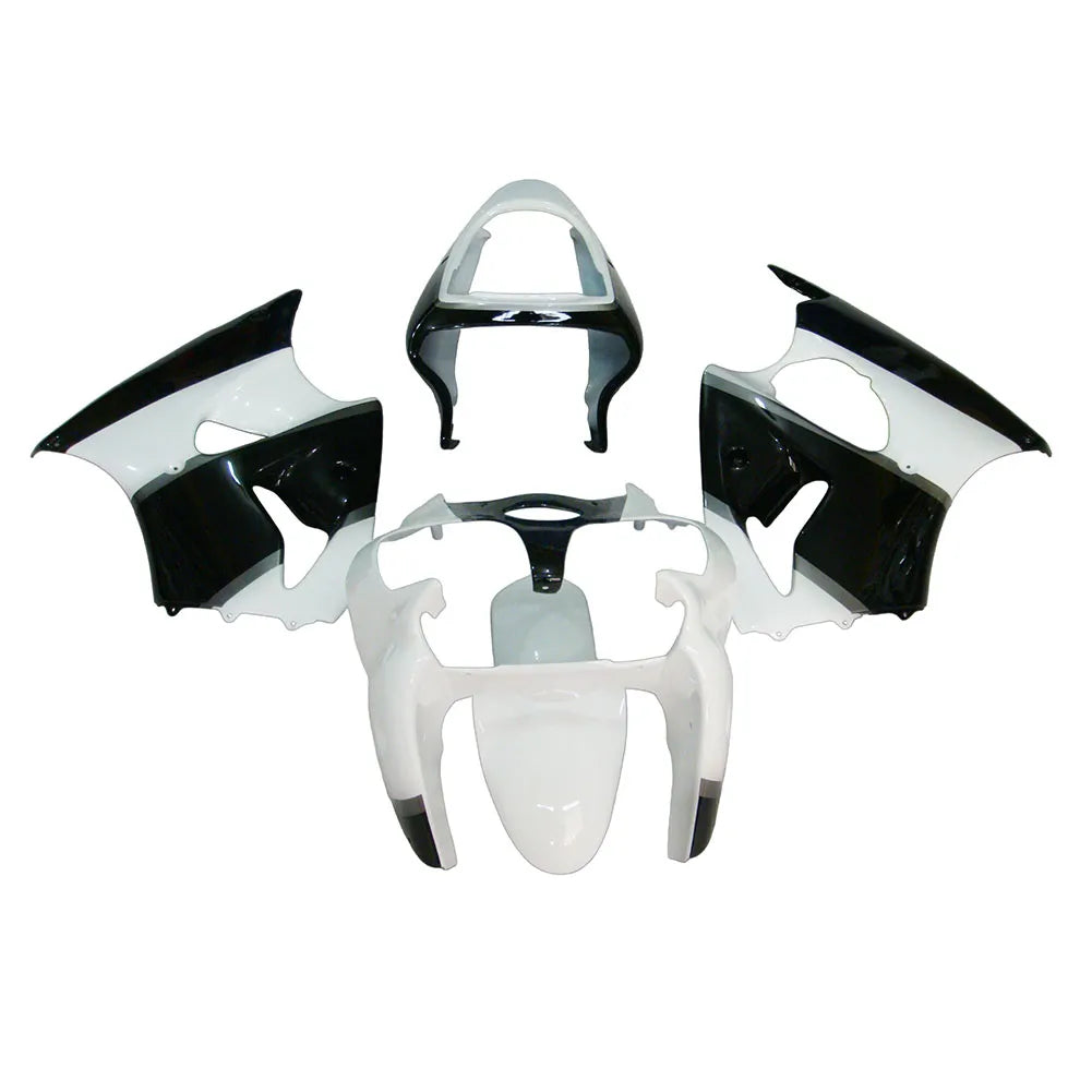 Kawasaki ZX-6R / 636 2000-2002 Black and White full fairing kit set view