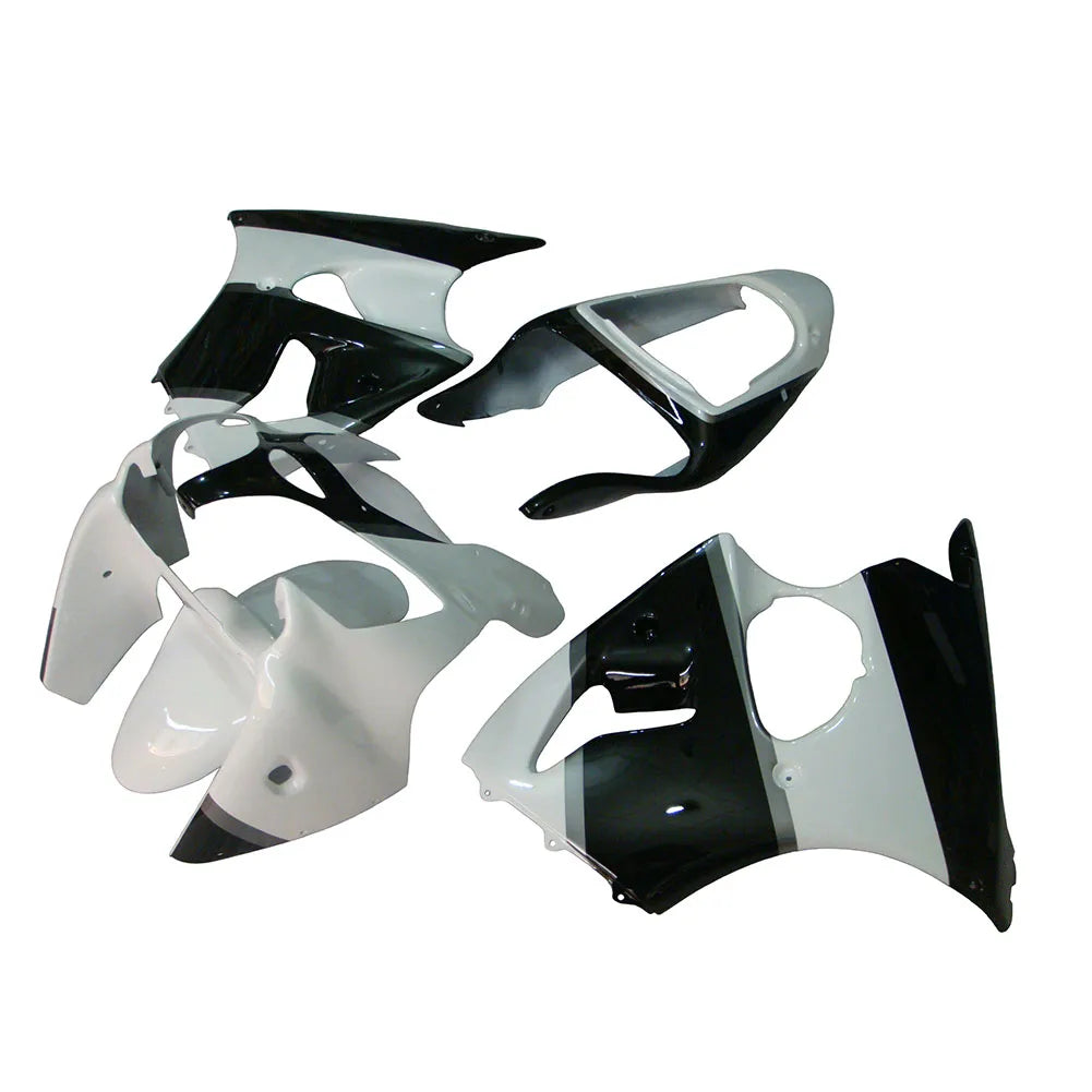 Kawasaki ZX-6R / 636 2000-2002 Black and White fairing kit front view
