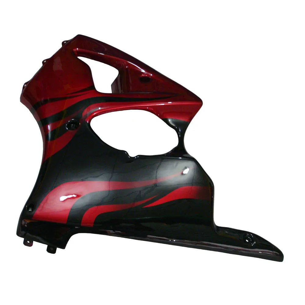 Kawasaki ZX-6R / 636 2000-2002 Pearl Red, Black, and Flame tail section fairing rear view