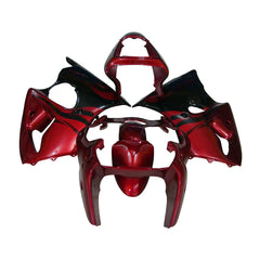 Kawasaki ZX-6R / 636 2000-2002 Pearl Red, Black, and Flame full fairing kit set view