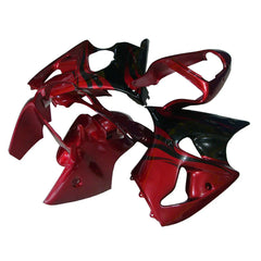 Kawasaki ZX-6R / 636 2000-2002 Pearl Red, Black, and Flame fairing kit left side view
