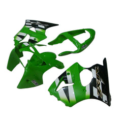 Kawasaki ZX-6R / 636 2000-2002 Green, White, and Black full fairing kit set view