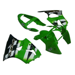 Kawasaki ZX-6R / 636 2000-2002 Green, White, and Black fairing kit left side view
