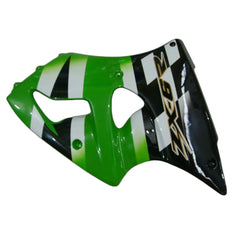 Kawasaki ZX-6R / 636 2000-2002 Green, White, and Black tail section fairing detail view 5