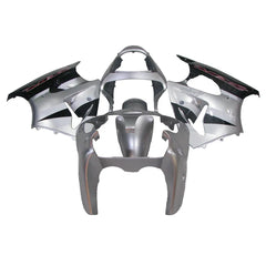 Kawasaki ZX-6R / 636 2000-2002 Silver and Black fairing kit front view
