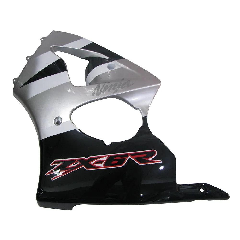 Kawasaki ZX-6R / 636 2000-2002 Silver and Black tail section fairing side view