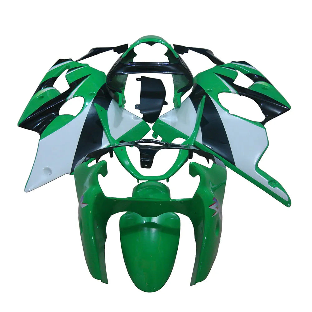 Kawasaki ZX-6R / 636 2000-2002 Green, Black, and White OEM Style fairing kit detail detail view 1