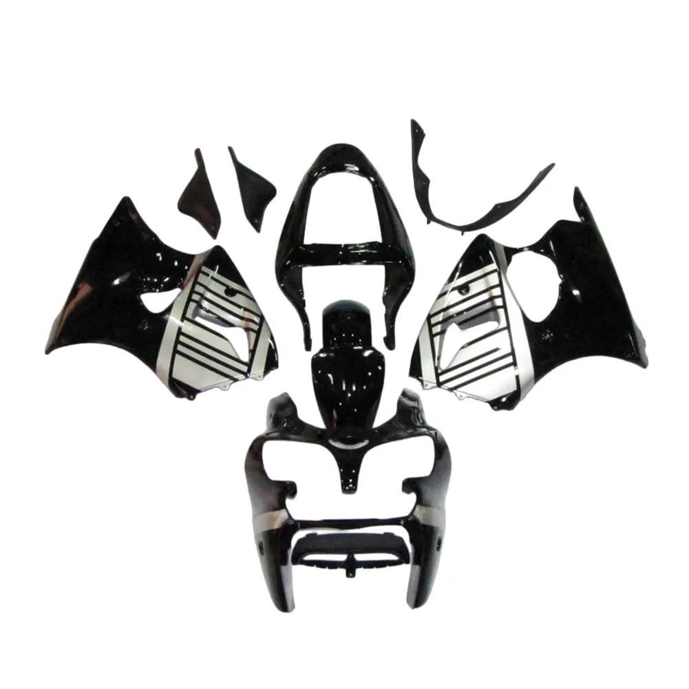 Kawasaki ZX-6R / 636 2000-2002 Black and Silver full fairing kit set view