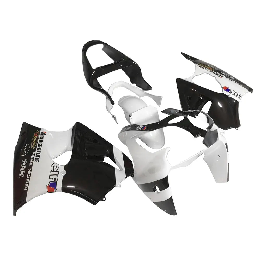 Kawasaki ZX-6R / 636 2000-2002 Glossy Black White full fairing kit set view