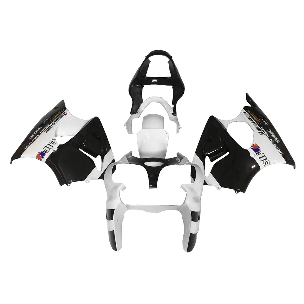 Kawasaki ZX-6R / 636 2000-2002 Glossy Black White fairing kit front view