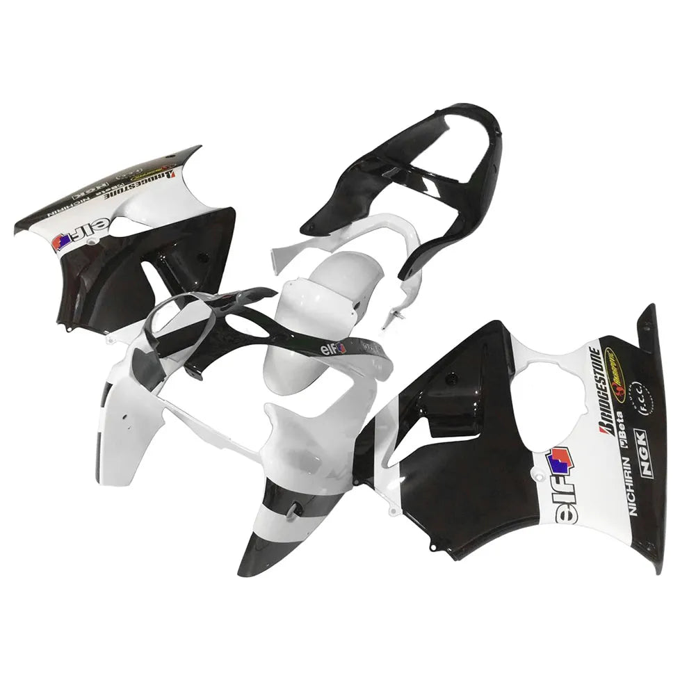 Kawasaki ZX-6R / 636 2000-2002 Glossy Black White fairing kit left side view
