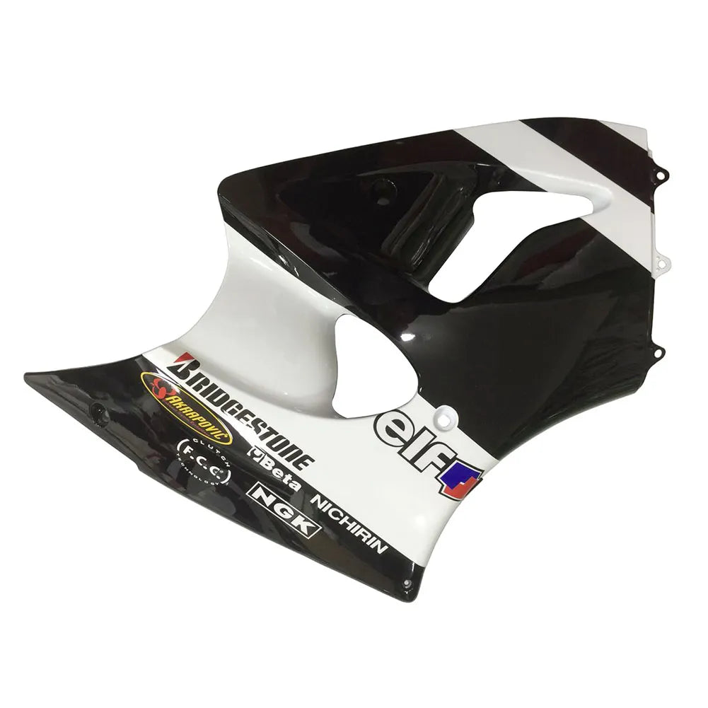 Kawasaki ZX-6R / 636 2000-2002 Glossy Black White tail section fairing side view