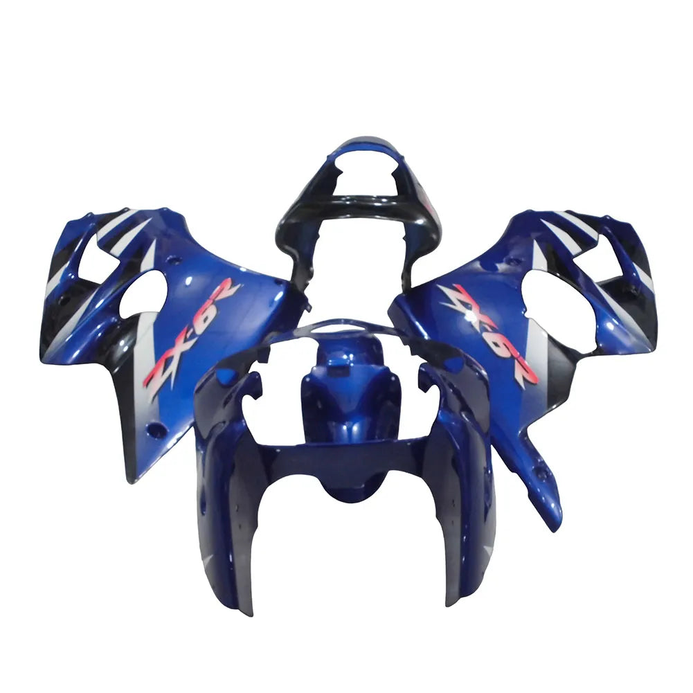 Kawasaki ZX-6R / 636 2000-2002 Blue, White tail section fairing rear view