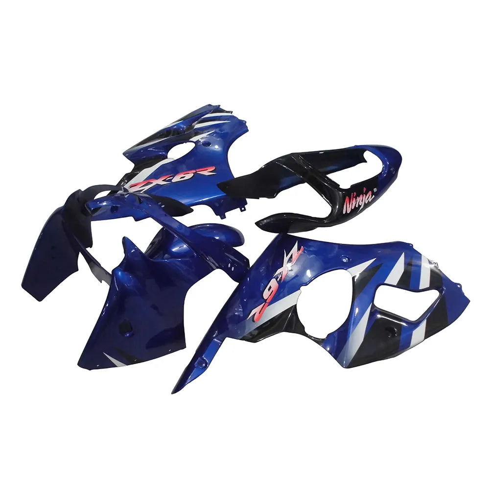 Kawasaki ZX-6R / 636 2000-2002 Blue, White tail section fairing side view