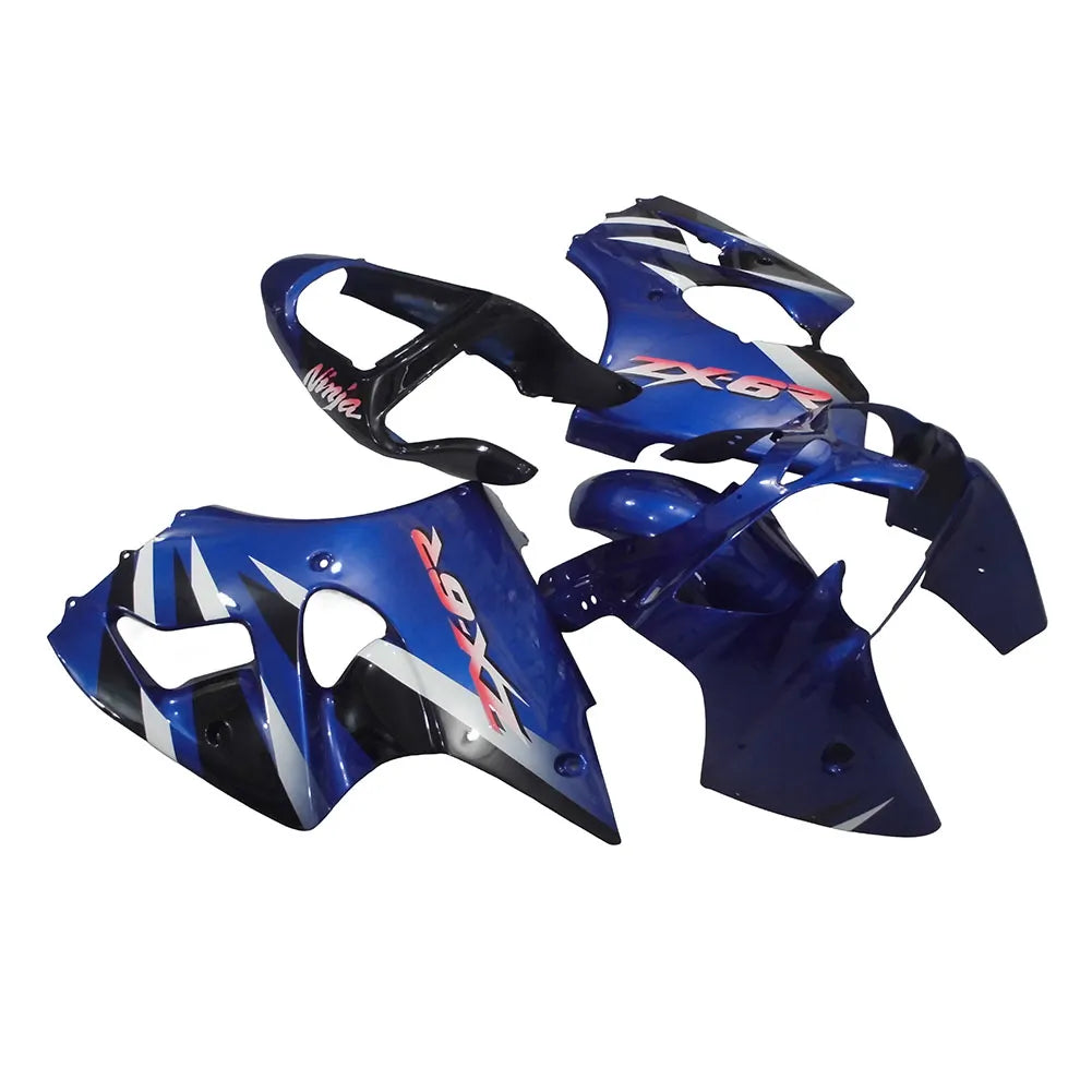 Kawasaki ZX-6R / 636 2000-2002 Blue, White tail section fairing detail view 1