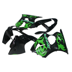 Kawasaki ZX-6R / 636 2000-2002 Green and Black without Logos fairing kit left side view