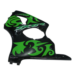 Kawasaki ZX-6R / 636 2000-2002 Green and Black without Logos tail section fairing side view