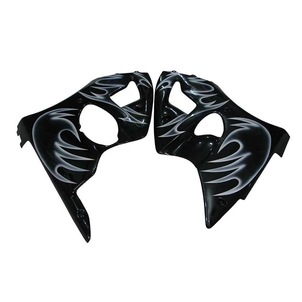 Kawasaki ZX-6R / 636 2000-2002 Silver, Black, and Flame tail section fairing detail view 2