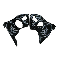 Kawasaki ZX-6R / 636 2000-2002 Silver, Black, and Flame tail section fairing detail view 2