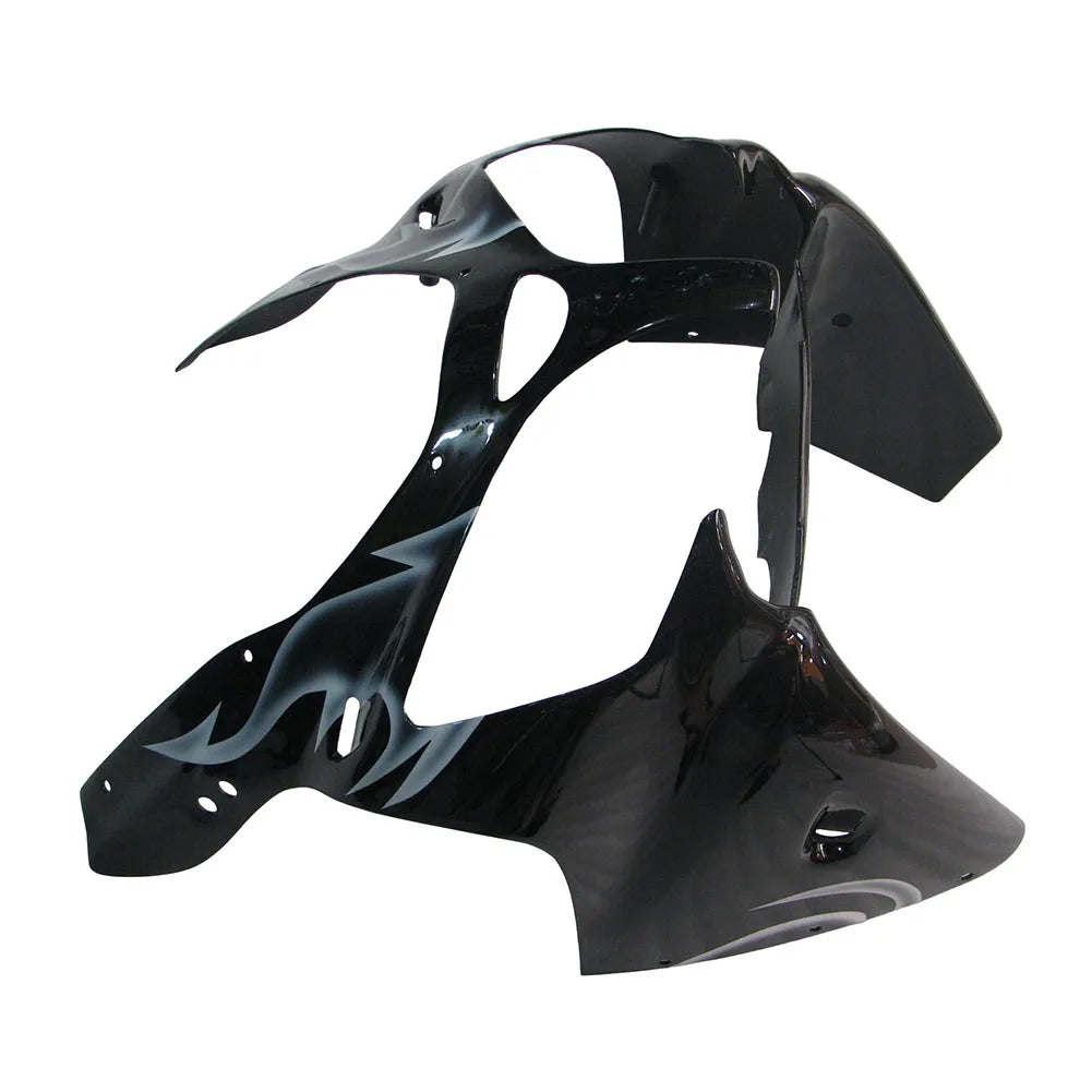 Kawasaki ZX-6R / 636 2000-2002 Silver, Black, and Flame tail section fairing detail view 8