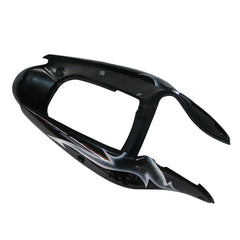 Kawasaki ZX-6R / 636 2000-2002 Silver, Black, and Flame tail section fairing detail view 14