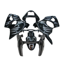 Kawasaki ZX-6R / 636 2000-2002 Silver, Black, and Flame tail section fairing side view