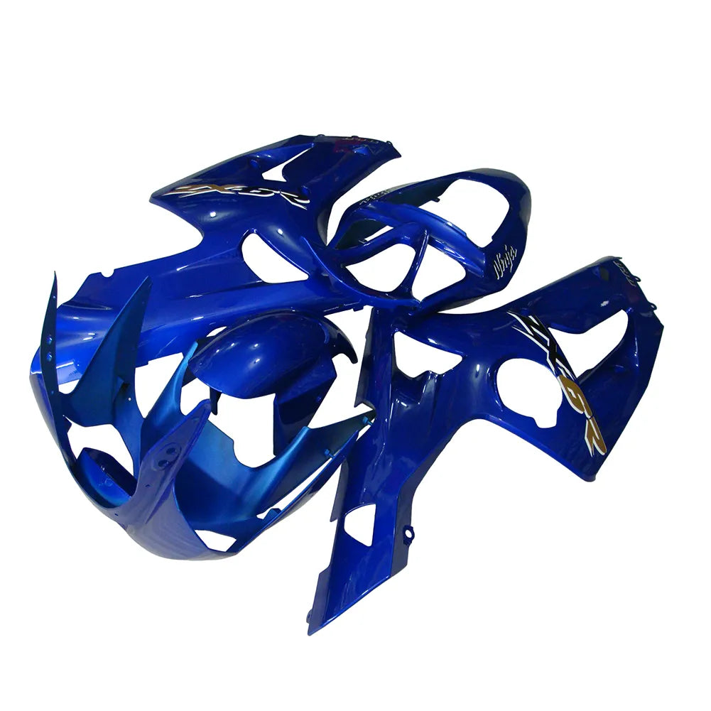 Kawasaki ZX-6R / 636 2003-2004 Blue Graphic Style full fairing kit set view