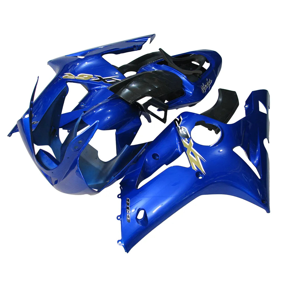 Kawasaki ZX-6R / 636 2003-2004 Blue Printed Graphics full fairing kit set view