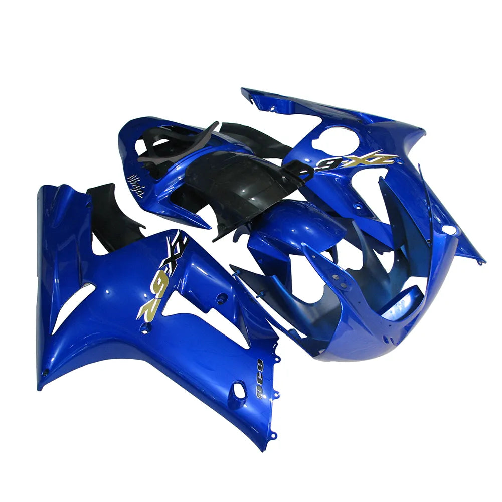 Kawasaki ZX-6R / 636 2003-2004 Blue Printed Graphics fairing kit left side view