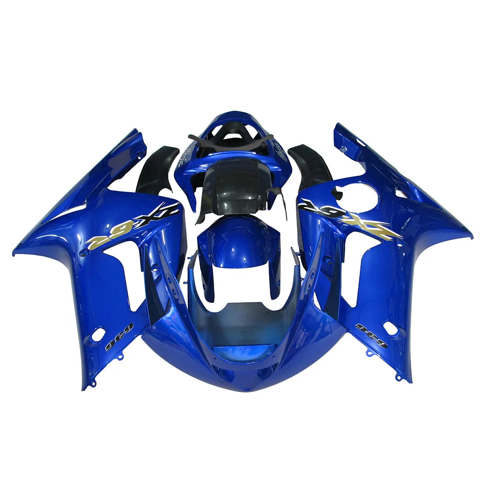 Kawasaki ZX-6R / 636 2003-2004 Blue Printed Graphics fairing kit front view