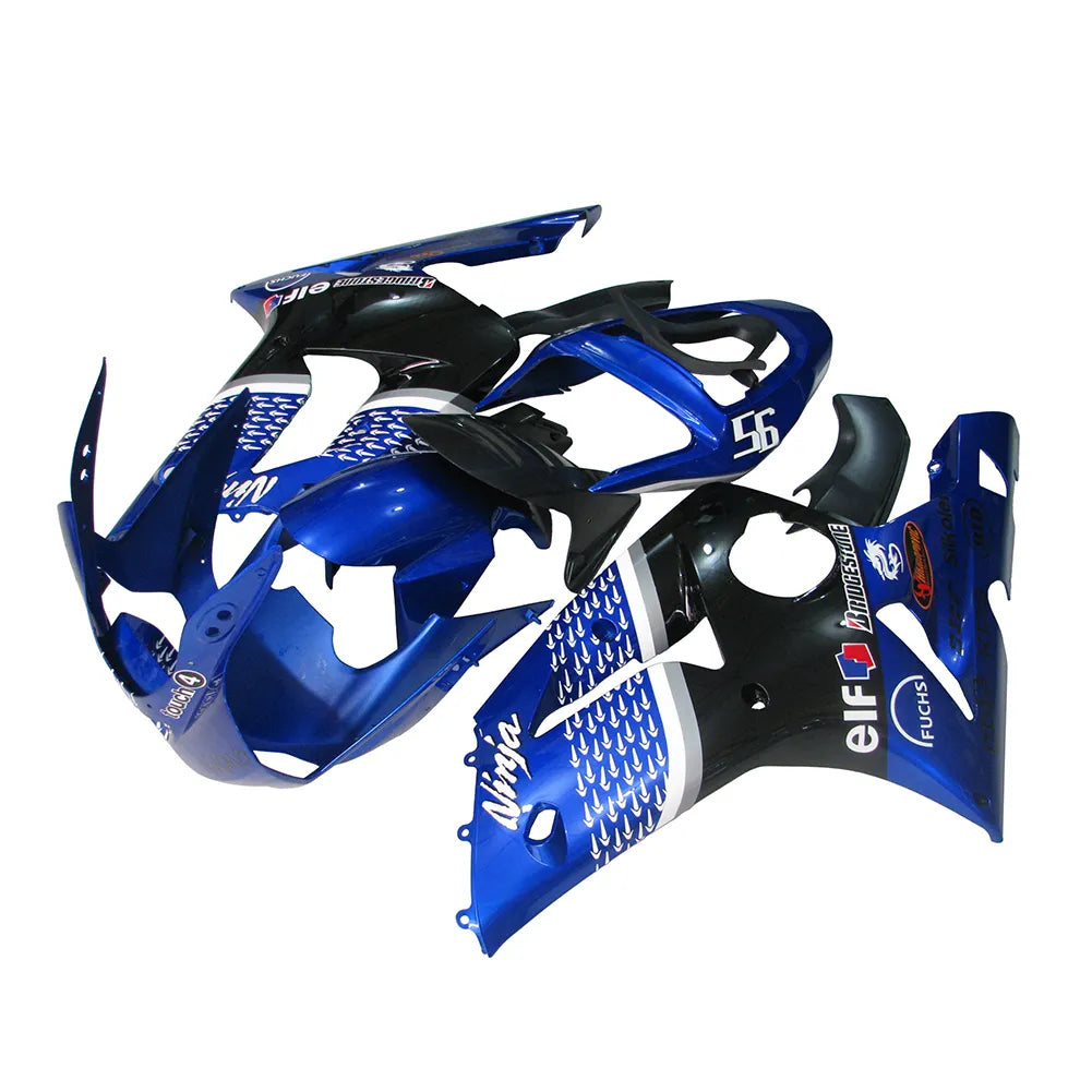 Kawasaki ZX-6R / 636 2003-2004 Blue Raindrop Edition fairing kit left side view