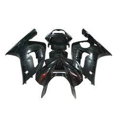 Kawasaki ZX-6R / 636 2003-2004 Gloss Black Matte Flame fairing kit front view