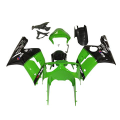 Kawasaki ZX-6R / 636 2003-2004 Green and Black without Logos fairing kit front view