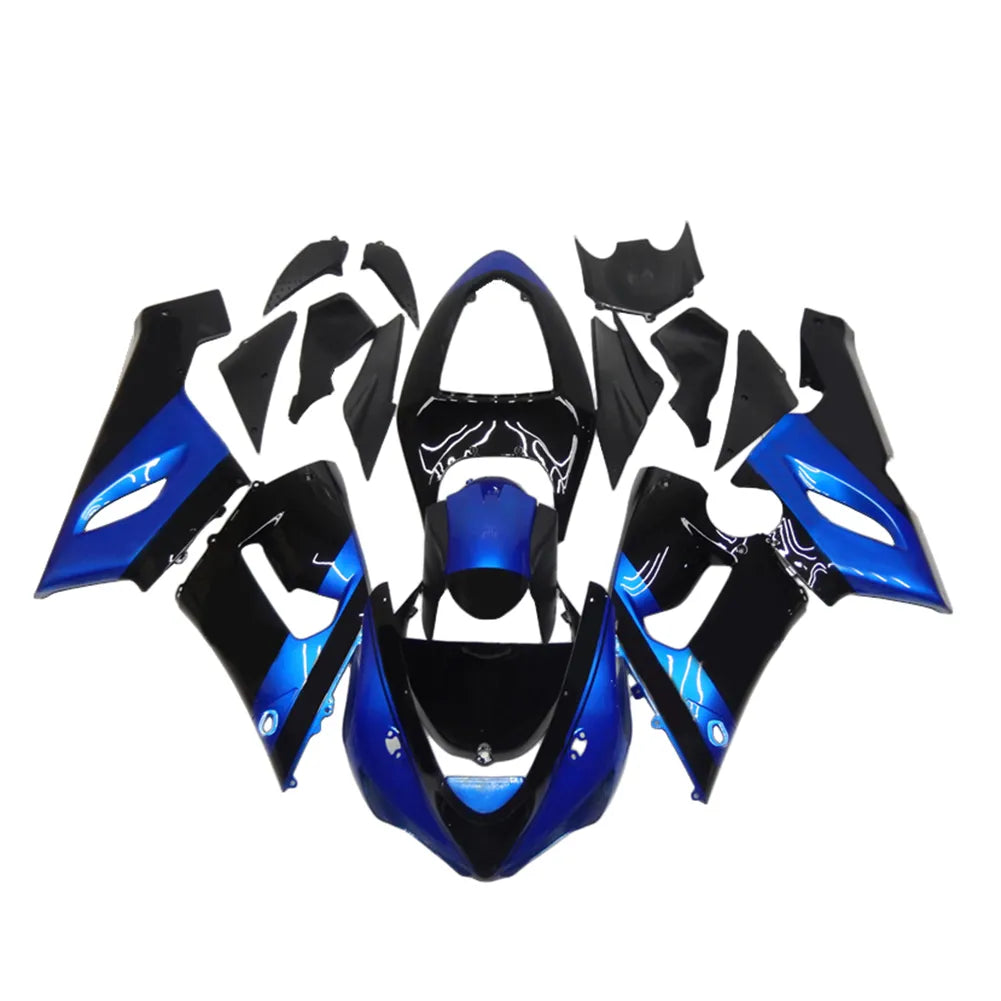 Kawasaki ZX-6R / 636 2005-2006 Blue and Black A full fairing kit set view