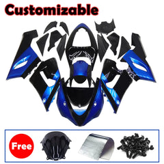 Kawasaki ZX-6R / 636 2005-2006 Blue and Black A Fairing Kit