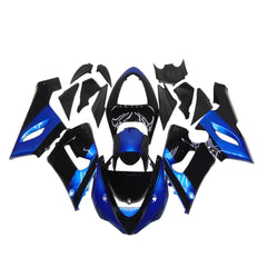 Kawasaki ZX-6R / 636 2005-2006 Blue and Black A full fairing kit set view