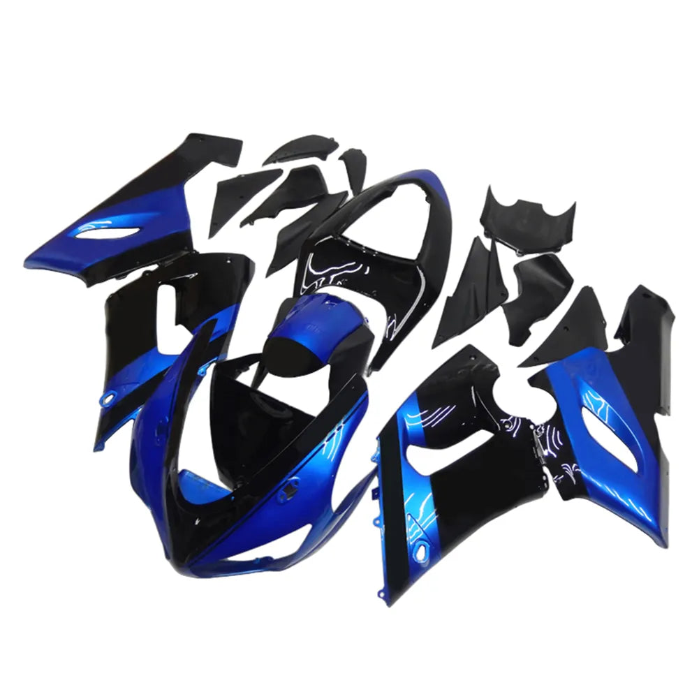 Kawasaki ZX-6R / 636 2005-2006 Blue and Black A fairing kit front view